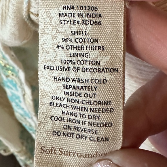 Soft Surroundings Bohemian Teal, Cream & Gold Maxi Skirt size approximately a M - Picture 7 of 8